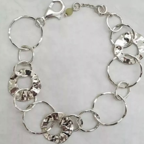 Silpada Hammered Sterling Silver ‘PAPER CHAIN’ Circle Links Bracelet B1217 - Picture 10 of 16